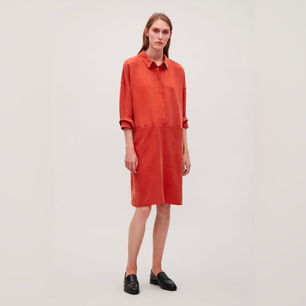 COS Oversized Shirt Dress in Red